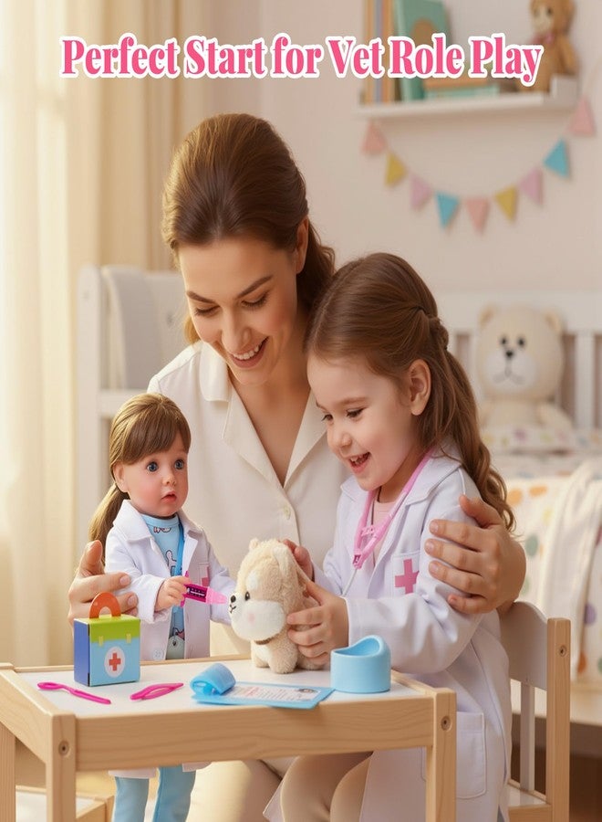 BABESIDE دمية طفلة واقعية من بيبي سايد الأمريكية - مجموعة لعب طبيبة بيطرية بطول 16 بوصة مع ذيل حصان بني طويل، تتضمن جميع ملحقات اللعبة، مناسبة كهدية عيد ميلاد أو للعب التخيلي أو حتى عيد الميلاد. - Image 4